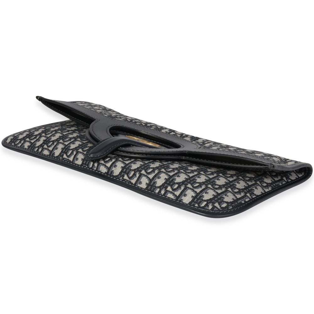 Dior Blue Oblique Jacquard Fold Over Clutch - Picture 5 of 7